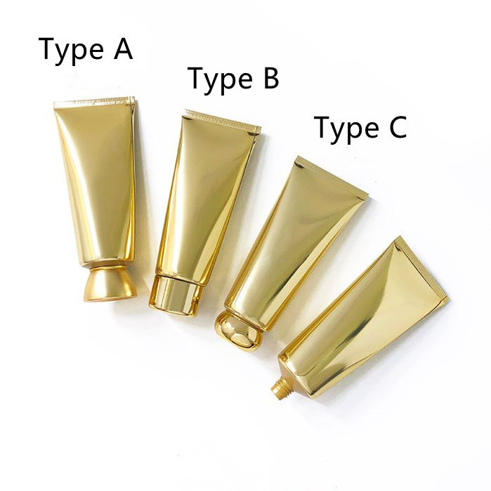 100ml 100g Gold Silver Aluminum Plastic Squeeze Tube with Different Lids for Hand Face Cream Lotion