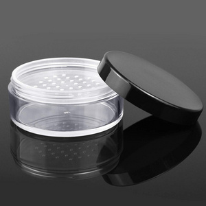 5g 10g 20g 30g 50g PS Plastic Empty Loose Powder Pot Black Cap Cosmetic Makeup Jar Container With Sifter