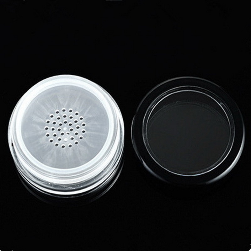 5g 10g 20g 30g 50g PS Plastic Empty Loose Powder Pot Black Cap Cosmetic Makeup Jar Container With Sifter