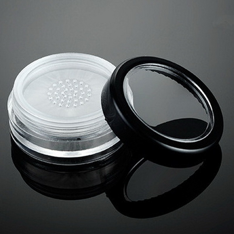 5g 10g 20g 30g 50g PS Plastic Empty Loose Powder Pot Black Cap Cosmetic Makeup Jar Container With Sifter