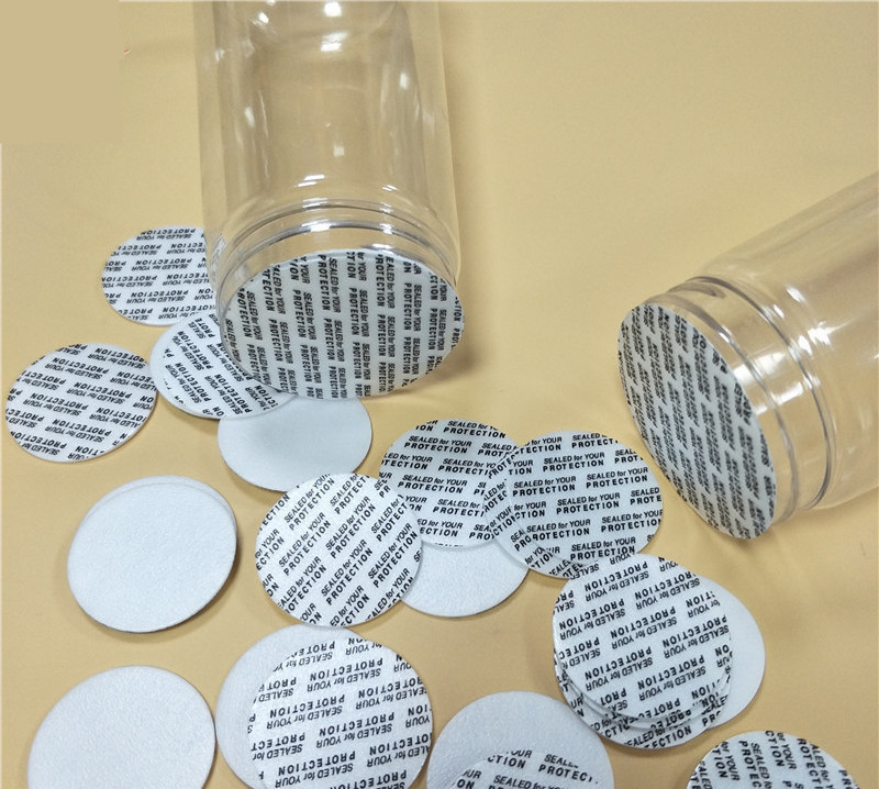 Custom Pressure Sensitive Seals Cap Liners for Glass & Plastic Bottles Containers No Induction Sealer Needed