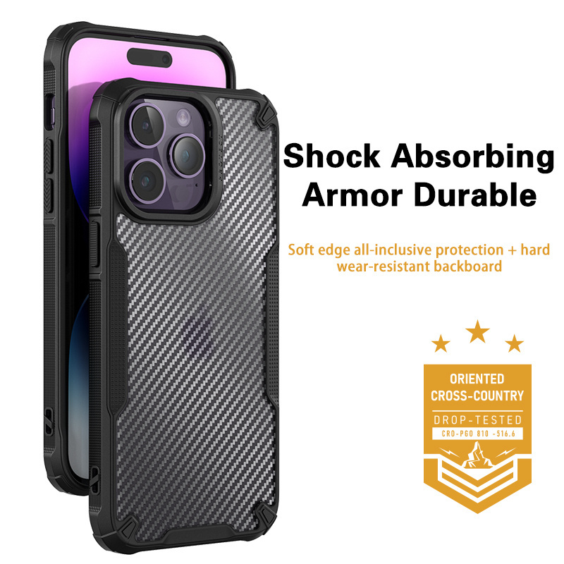 Shockproof Carbon Fiber Mobile Phone Cases Four Corners Protective With Cross-body Phone Cover For iPhone 16 pro max Phone Case