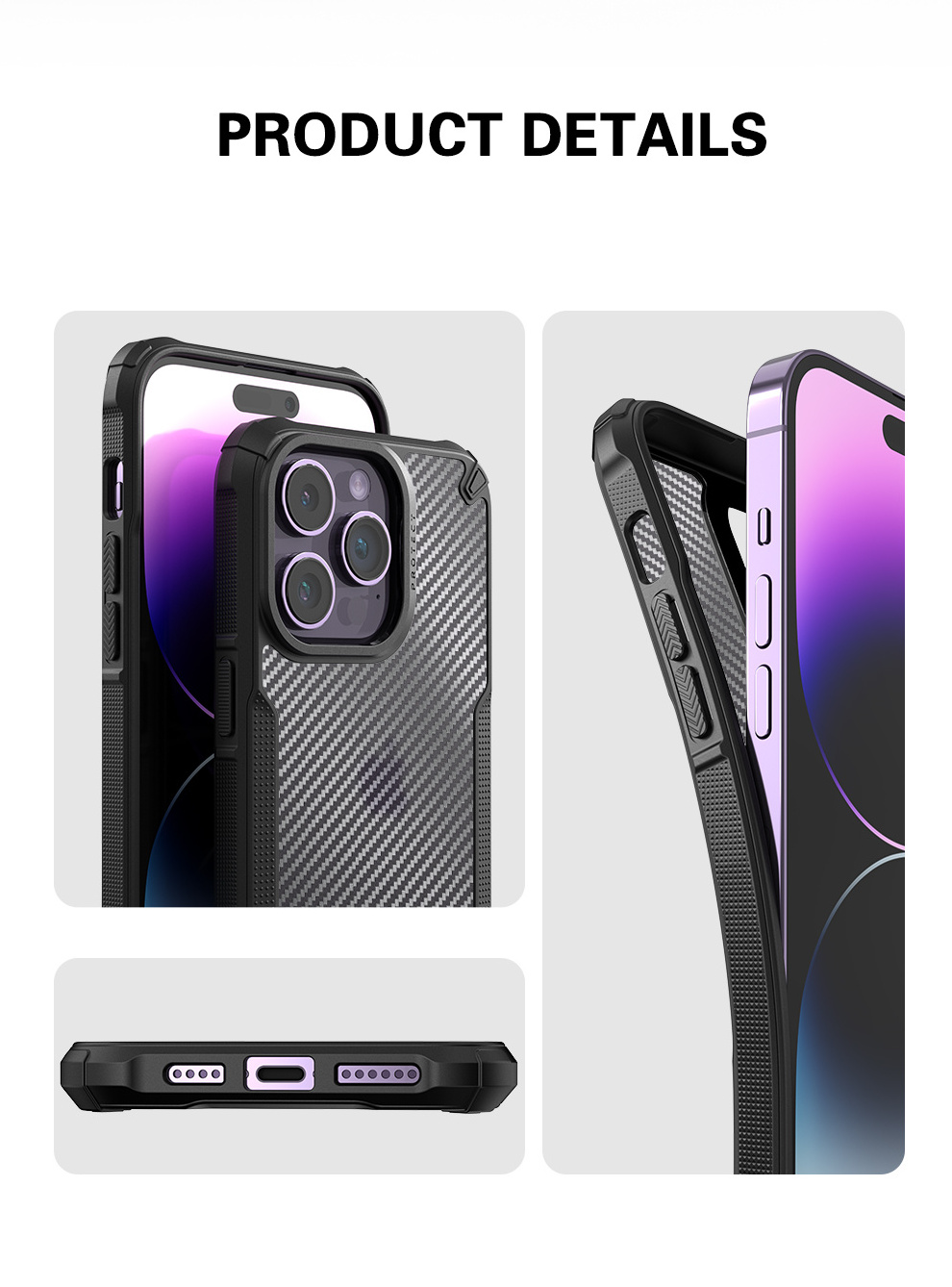 Shockproof Carbon Fiber Mobile Phone Cases Four Corners Protective With Cross-body Phone Cover For iPhone 16 pro max Phone Case