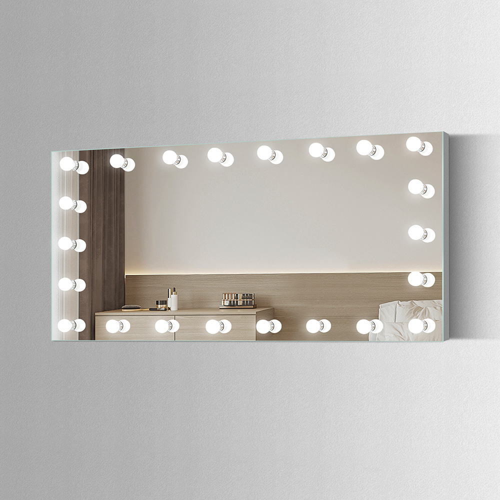 Frameless Hollywood Lighted Makeup Large Vanity Floor Mirror Full Length Mirror with 22 LED Bulbs