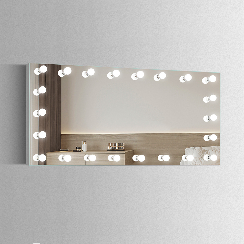 Frameless Hollywood Lighted Makeup Large Vanity Floor Mirror Full Length Mirror with 22 LED Bulbs