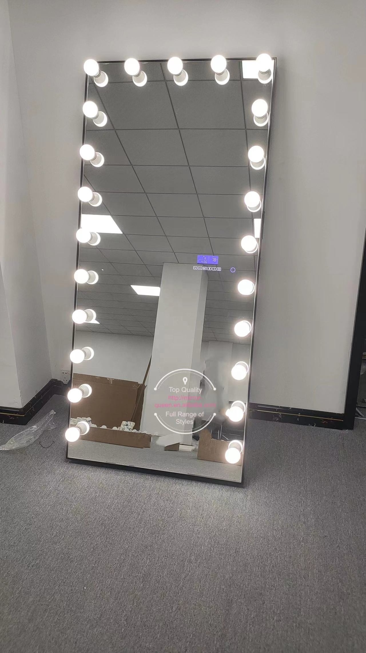 Aluminum Frame Full Length Dressing Mirror Hollywood Lighted Makeup Mirror With LED Bulbs With LED Strip With Outlet USB Port