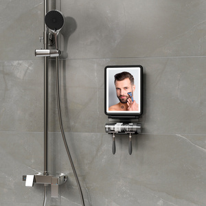 Custom Logo Touch Sensor Switch Removable Black Square Shower Fogless For Shaving Mirror With Led Light Anti Fog Mirror