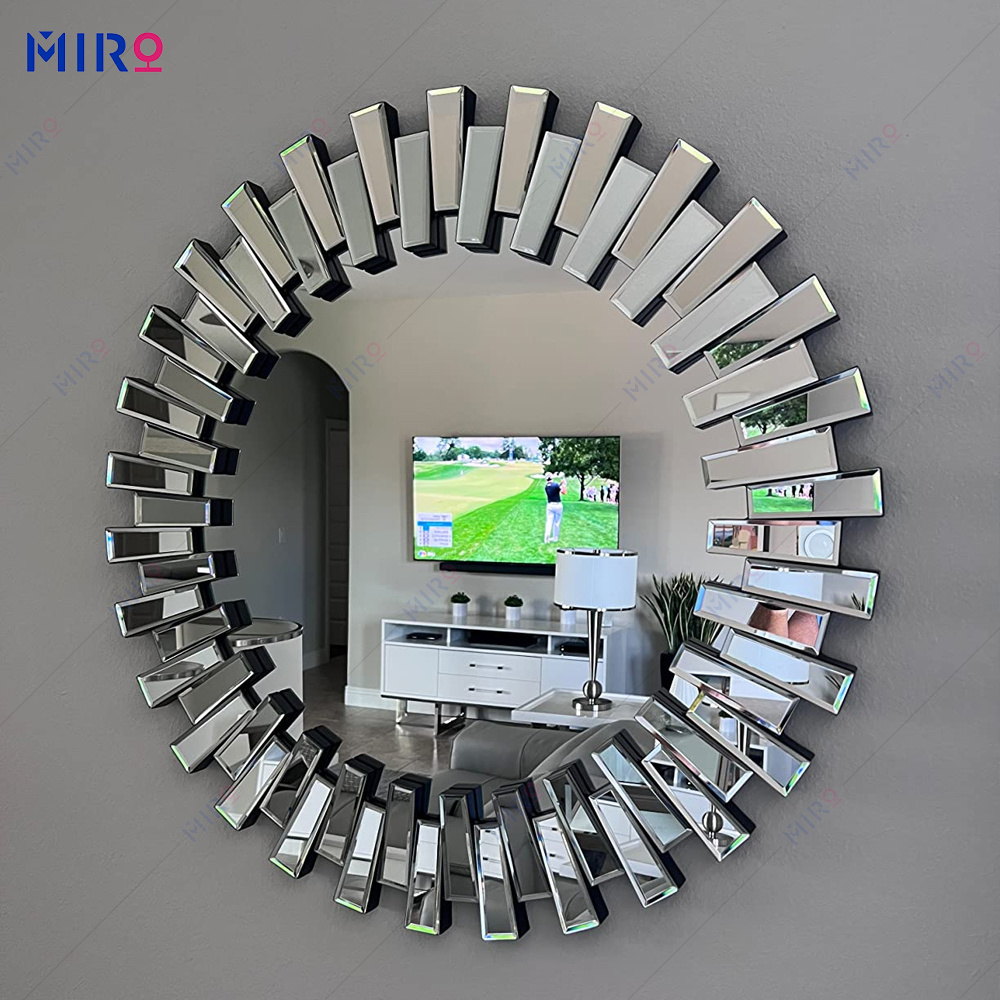 MIRO Customized room art glass mirror wall square beveled mirror tile decorative