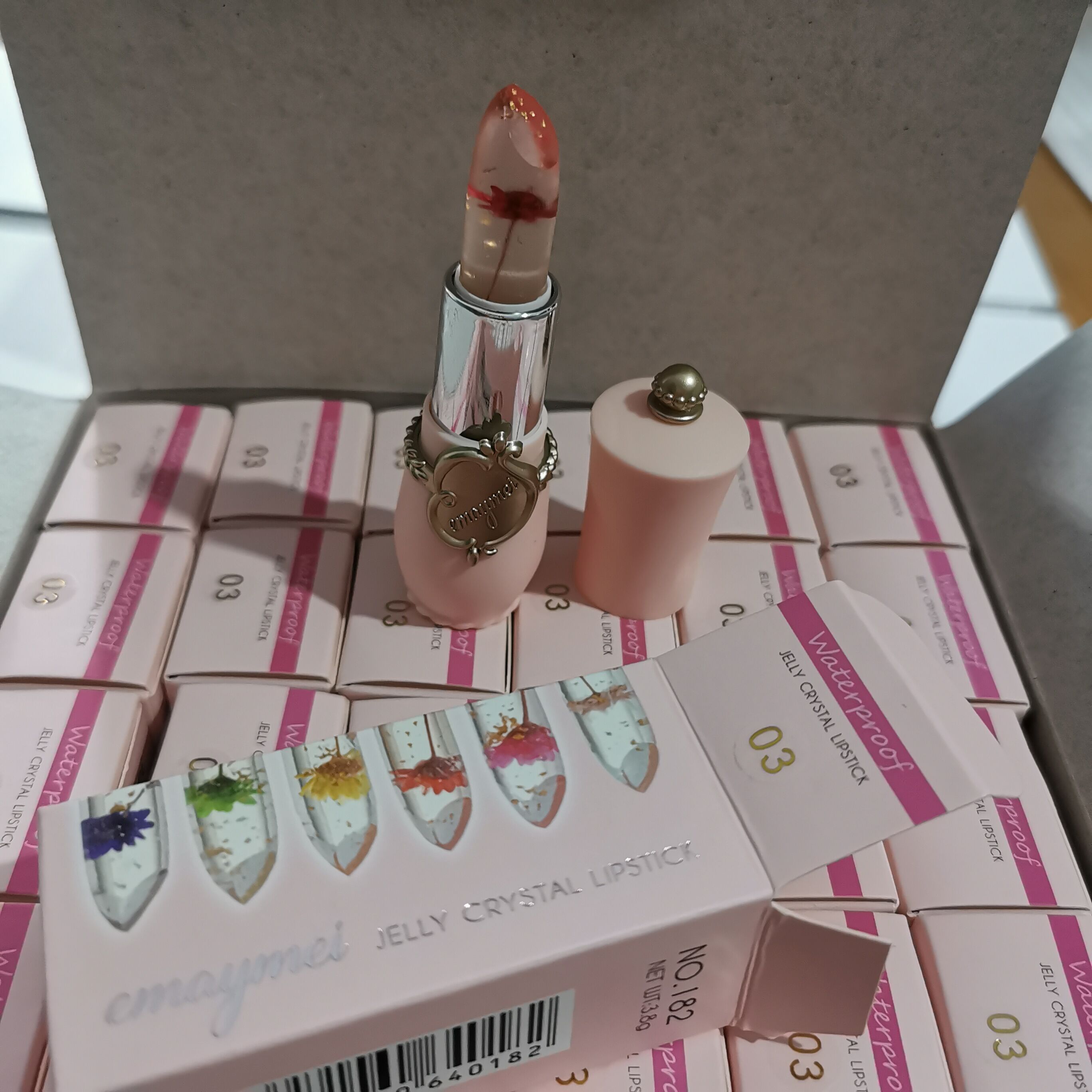 Emaymei Clear Lipstick with fruit flavored color changed lipstick transparent temperature change to pink lip balm