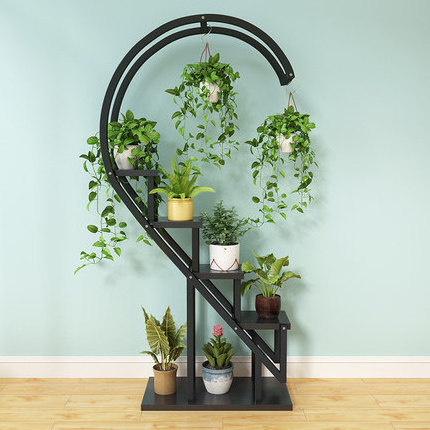 Heart Shaped Flower Stand Living Room Wrought Iron Multi Layer Planter Stand