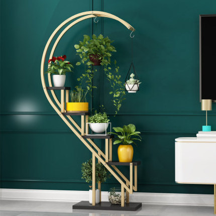 Heart Shaped Flower Stand Living Room Wrought Iron Multi Layer Planter Stand