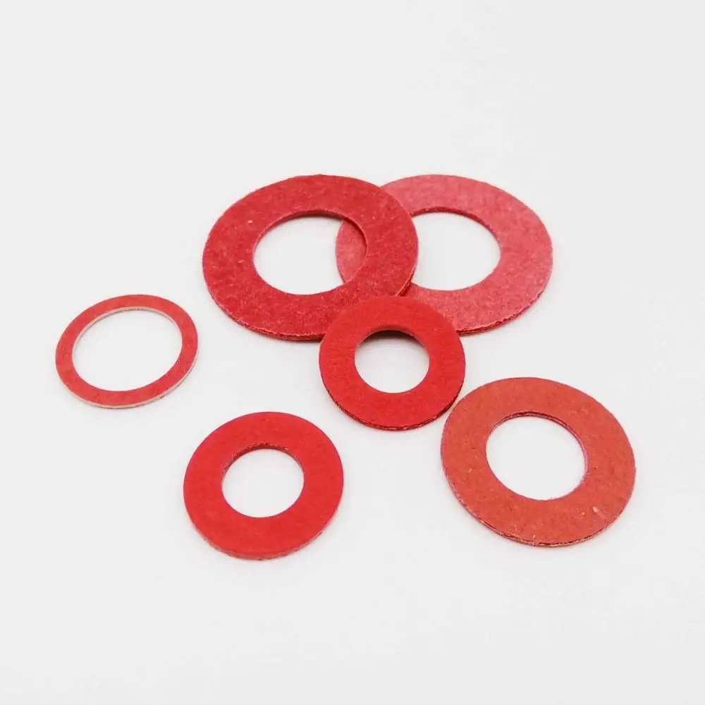 M2 M2.5 M3 M4 M5 M6 M8 M10 M12 M14 M16 Red Steel Paper Insulating Flat Washer Insulation Plain Gasket Pad Ring Spacer