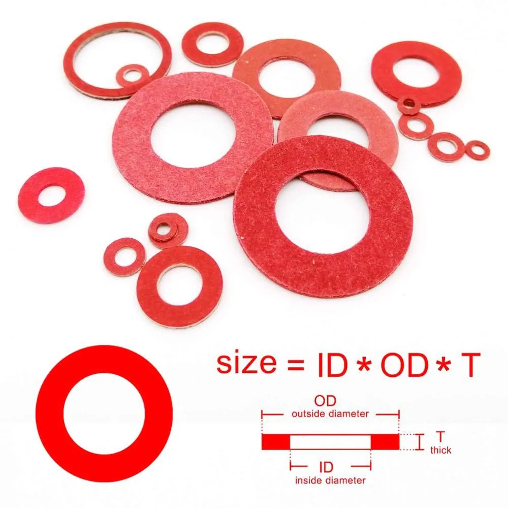 M2 M2.5 M3 M4 M5 M6 M8 M10 M12 M14 M16 Red Steel Paper Insulating Flat Washer Insulation Plain Gasket Pad Ring Spacer