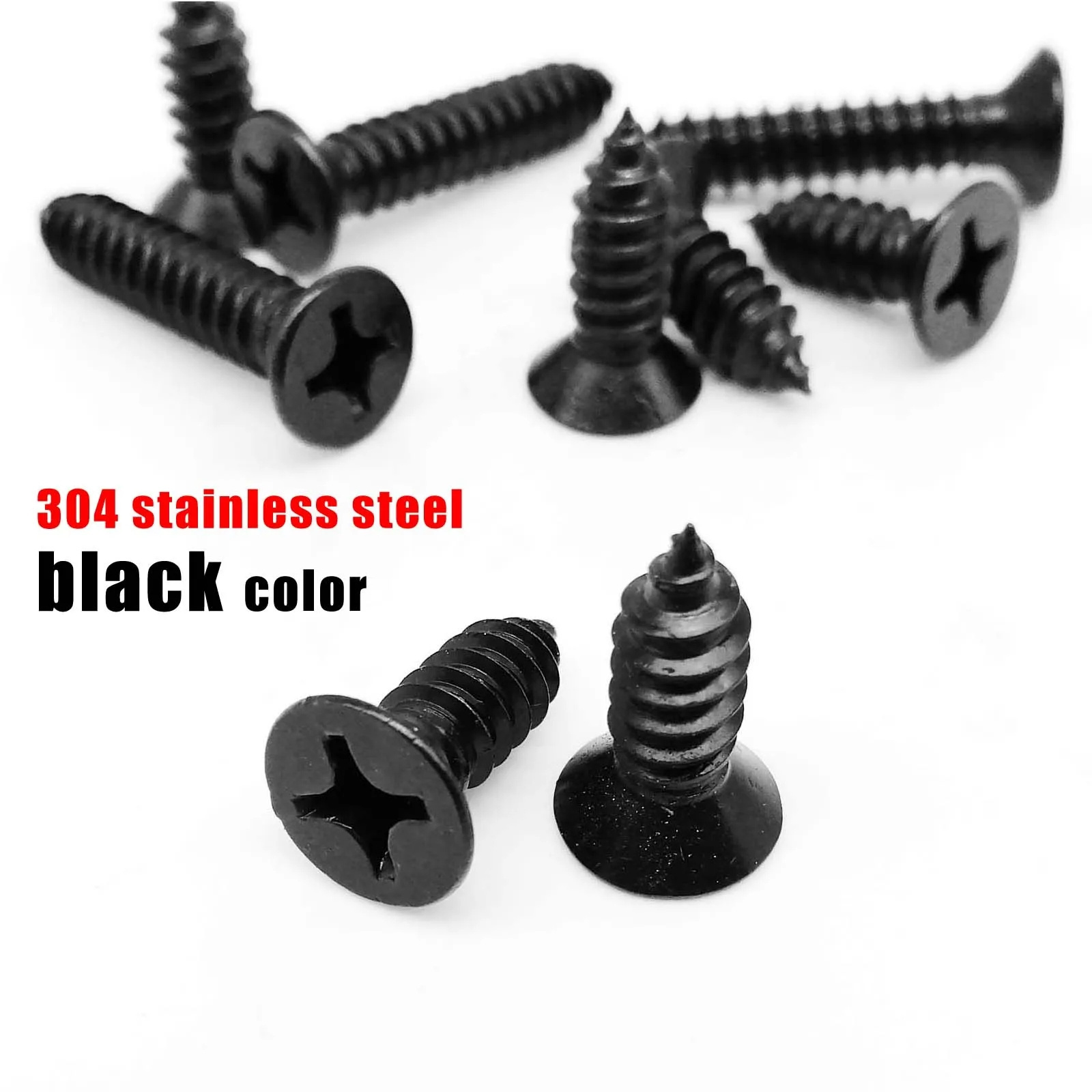 10/100 M1.7 M2 M2.5 M3 M3.5 M4 Mini Small Black 304 Stainless Steel Cross Phillips Flat Countersunk Head Self Tapping Wood Screw