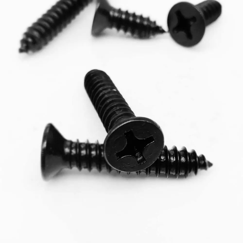 10/100 M1.7 M2 M2.5 M3 M3.5 M4 Mini Small Black 304 Stainless Steel Cross Phillips Flat Countersunk Head Self Tapping Wood Screw