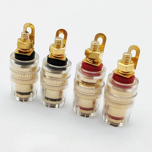 4mm Banana Socket Gold Plated Binding Post Nut Banana Plug Jack Connector Clear Speaker Jack Adapter Audio Socket Terminal