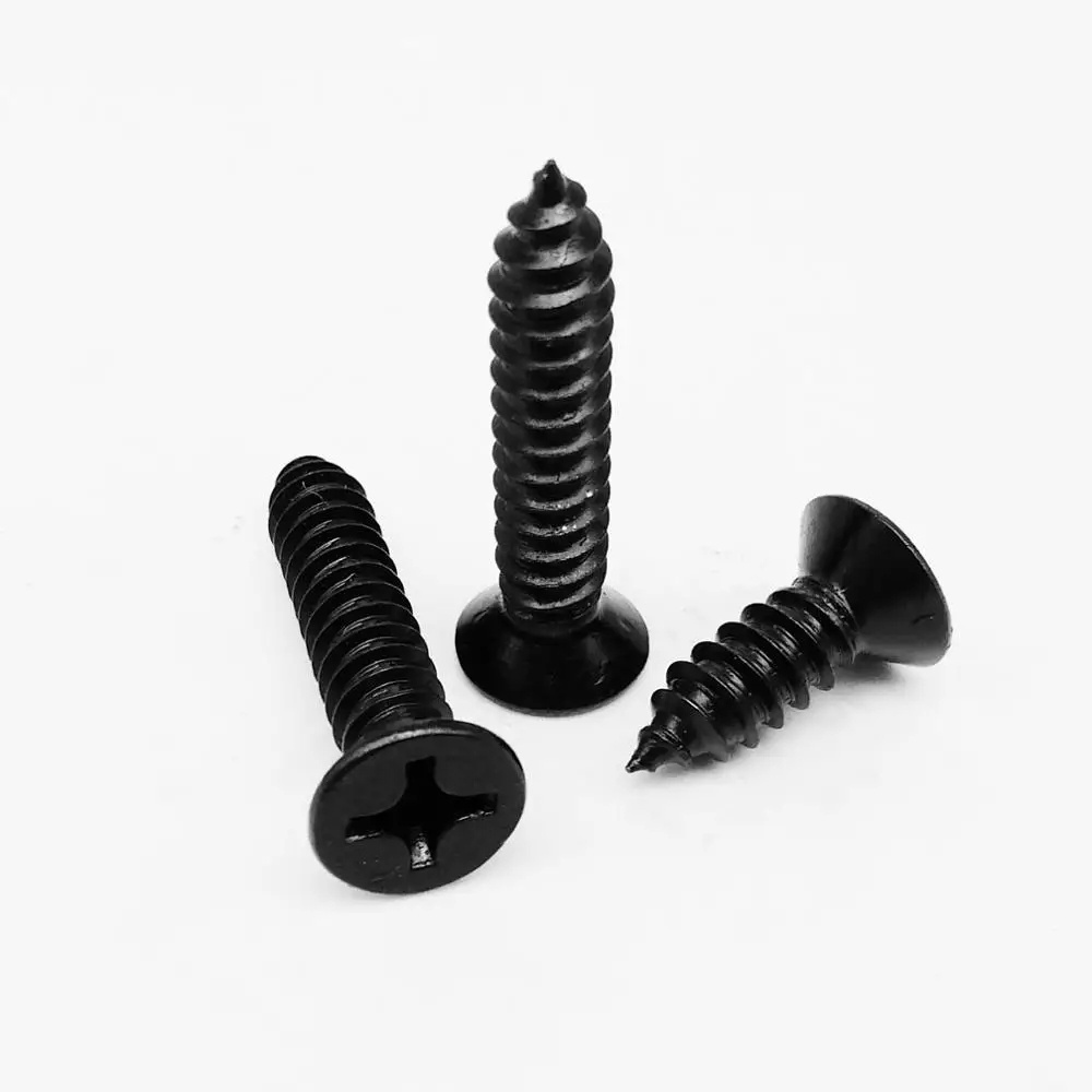 10/100 M1.7 M2 M2.5 M3 M3.5 M4 Mini Small Black 304 Stainless Steel Cross Phillips Flat Countersunk Head Self Tapping Wood Screw