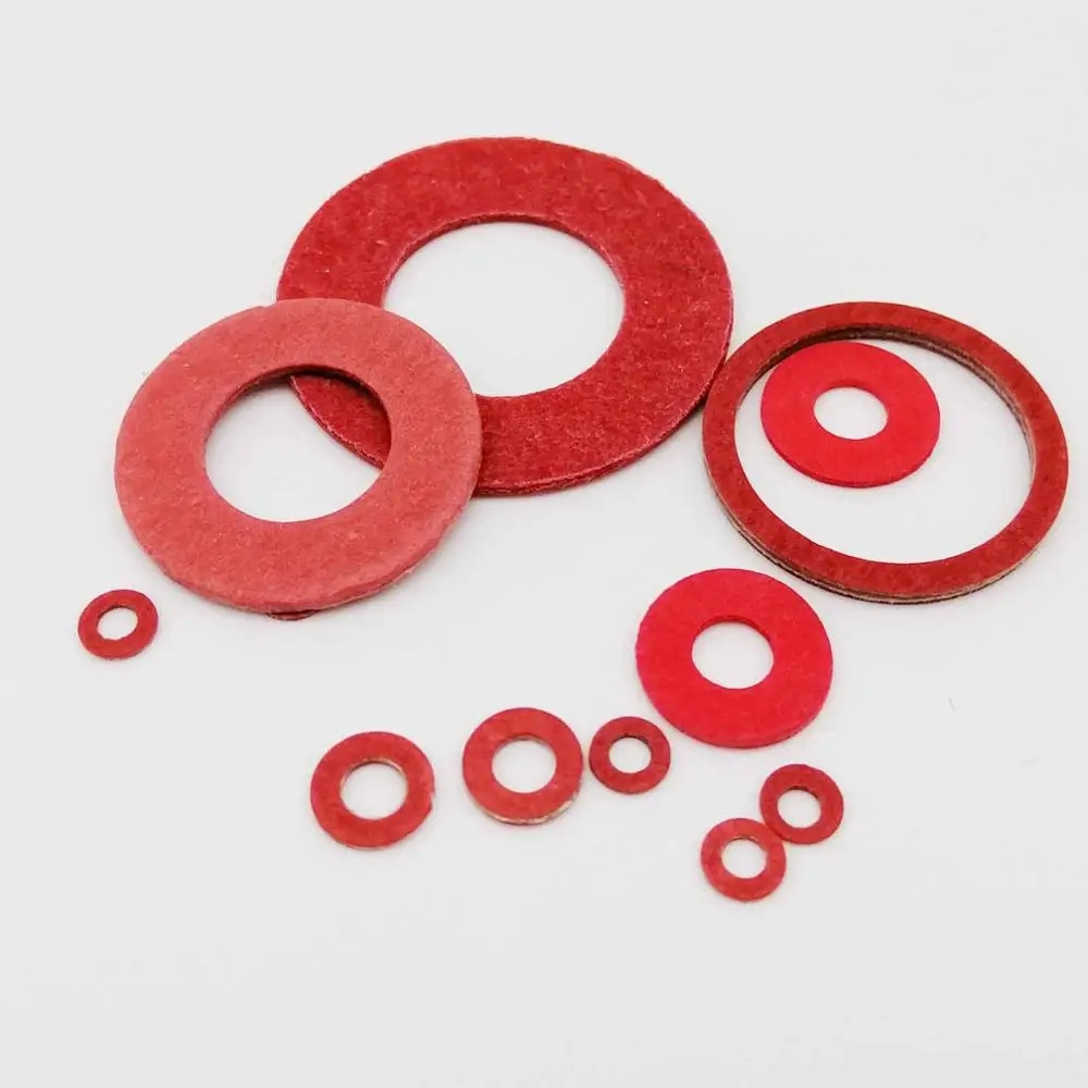 M2 M2.5 M3 M4 M5 M6 M8 M10 M12 M14 M16 Red Steel Paper Insulating Flat Washer Insulation Plain Gasket Pad Ring Spacer