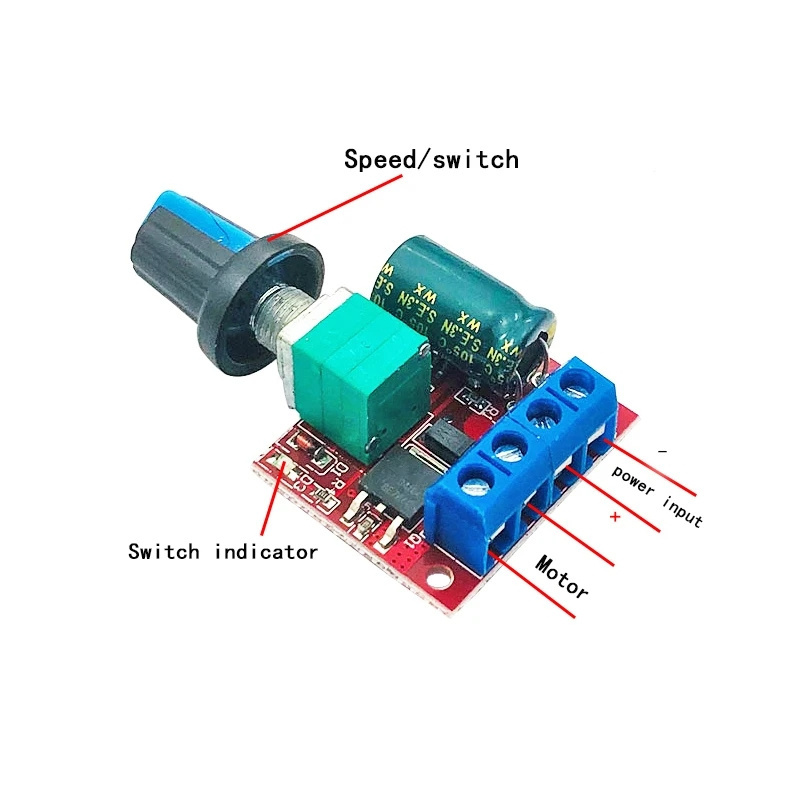 Mini 5A 90W PWM 12V DC Motor Speed Controller Module DC-DC 4.5V-35V Adjustable Speed Regulator Control Governor Switch 24V