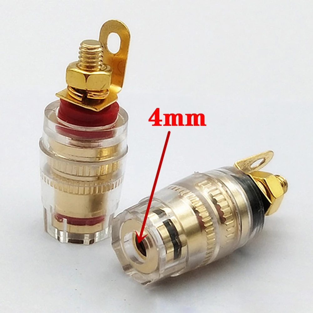 4mm Banana Socket Gold Plated Binding Post Nut Banana Plug Jack Connector Clear Speaker Jack Adapter Audio Socket Terminal