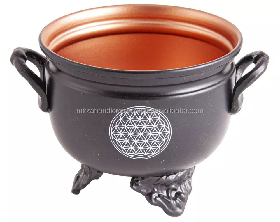 Factory Price Middle East European Style Metal Incense cauldron with flower of life incense bowl for smoked charcoal,