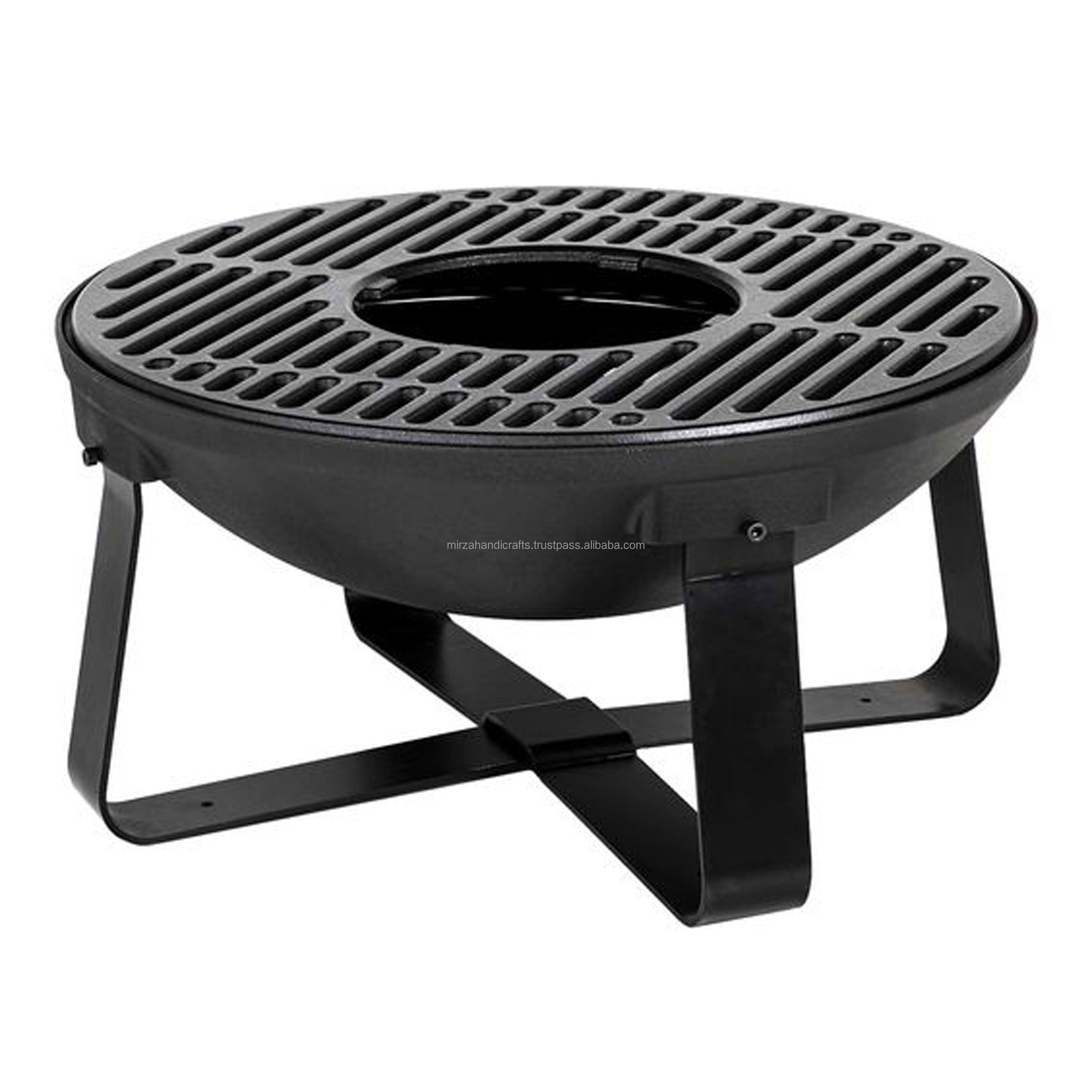 Cast Iron Metal Handcrafted Traditional Fire Pit With Grill Grate Bbq Grill Mat Heat Barbecue Custom Price