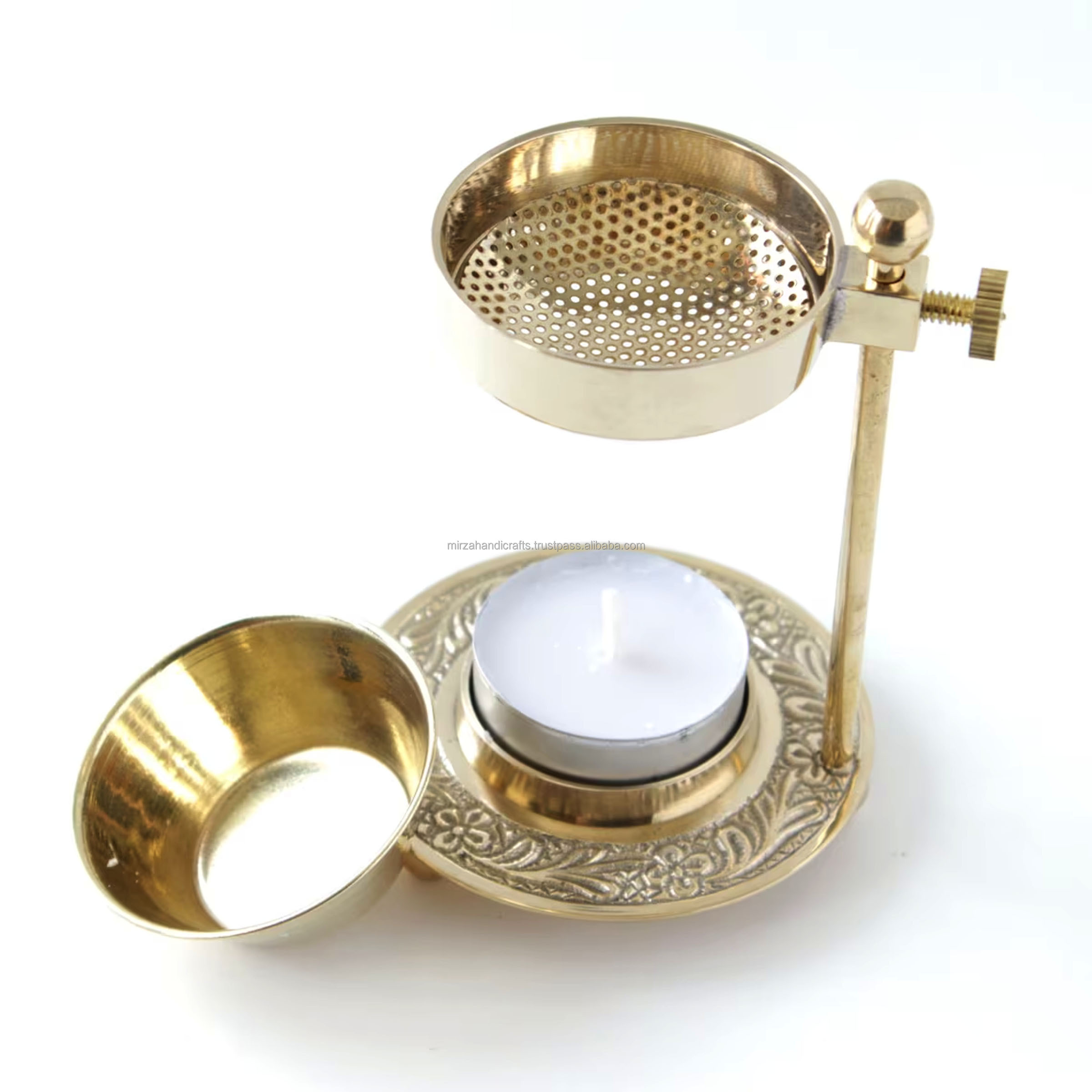 Mid-East Luxury Incense Brass Resin/Loose Incense/Oil Burner Adjustable 2 in 1 Burner Tea Candle Burner No Charcoal Need