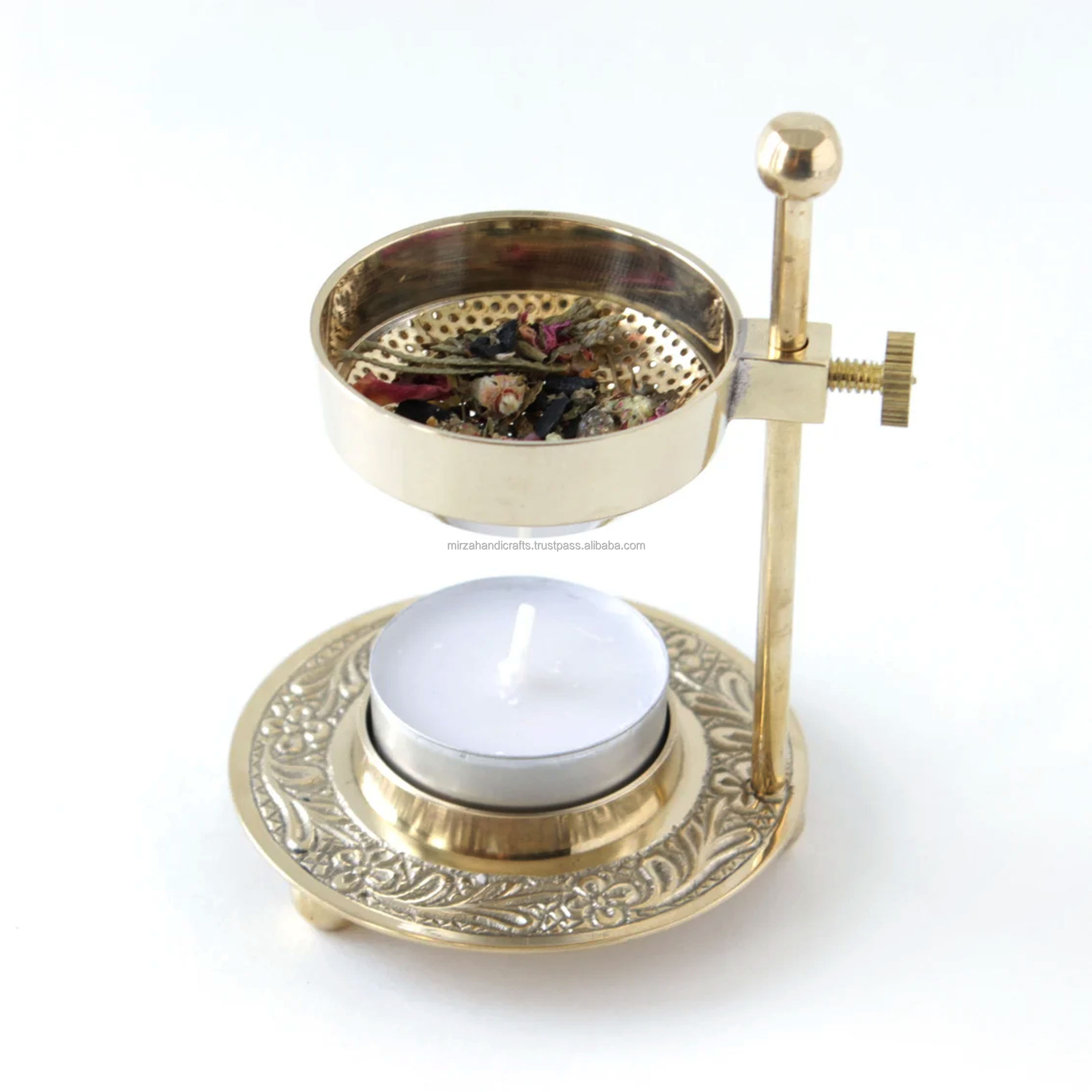 Mid-East Luxury Incense Brass Resin/Loose Incense/Oil Burner Adjustable 2 in 1 Burner Tea Candle Burner No Charcoal Need