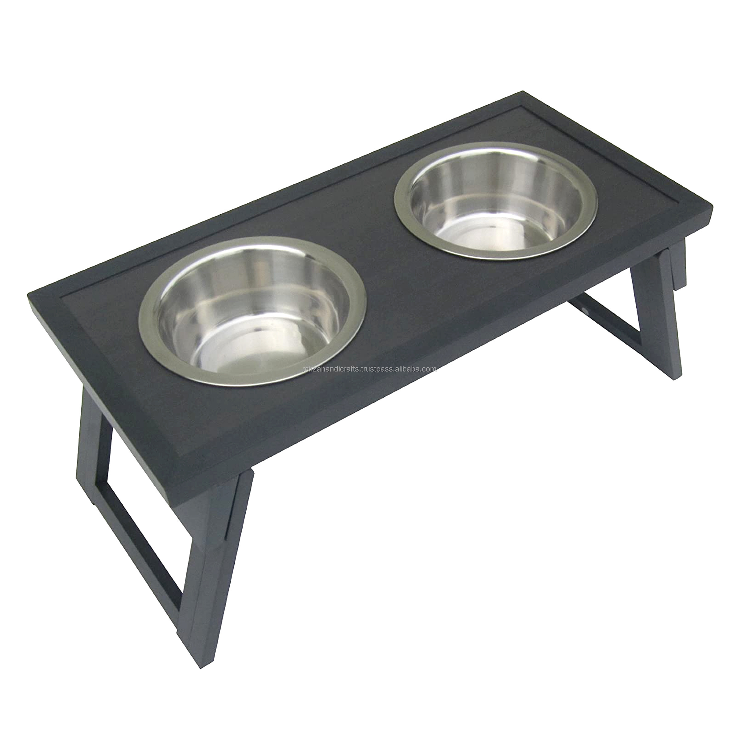 Dog Bowl Stand with 2 Stainless Steel Shape Handmade Metal Bowls Indian Supplier For Direct Factory Rate Metal Dog And Cat Bowls