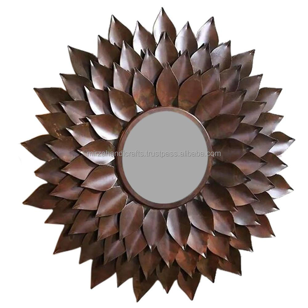 METAL  CHRISTMAS DECOR BRONZE ROUND MAKING SPOON SUNBURST DECORATIVE WALL MIRROR FOR HOME DECORATIVE