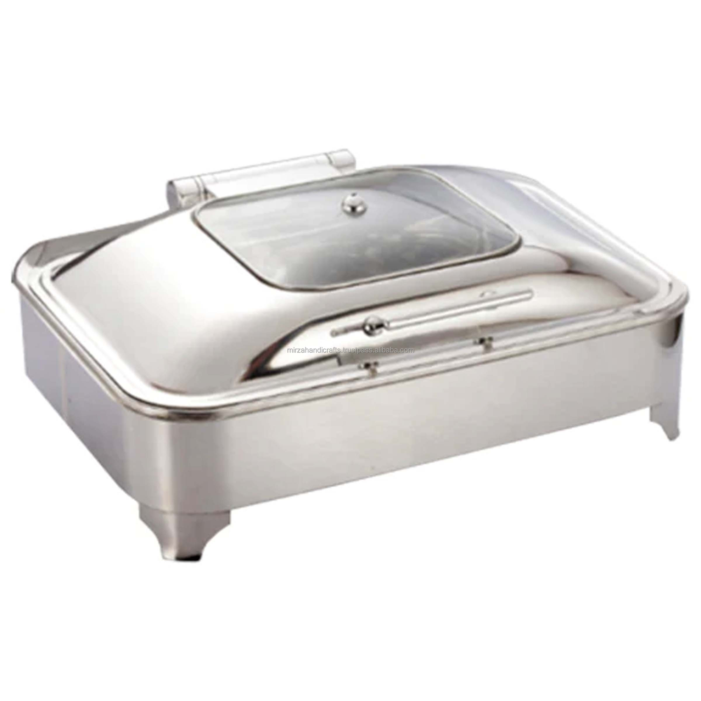 Restaurant Equipment 6L Round Serving Dish Silver Hydraulic Chafers Stainless Steel Chafing Dish Electric Heater Food Warmer