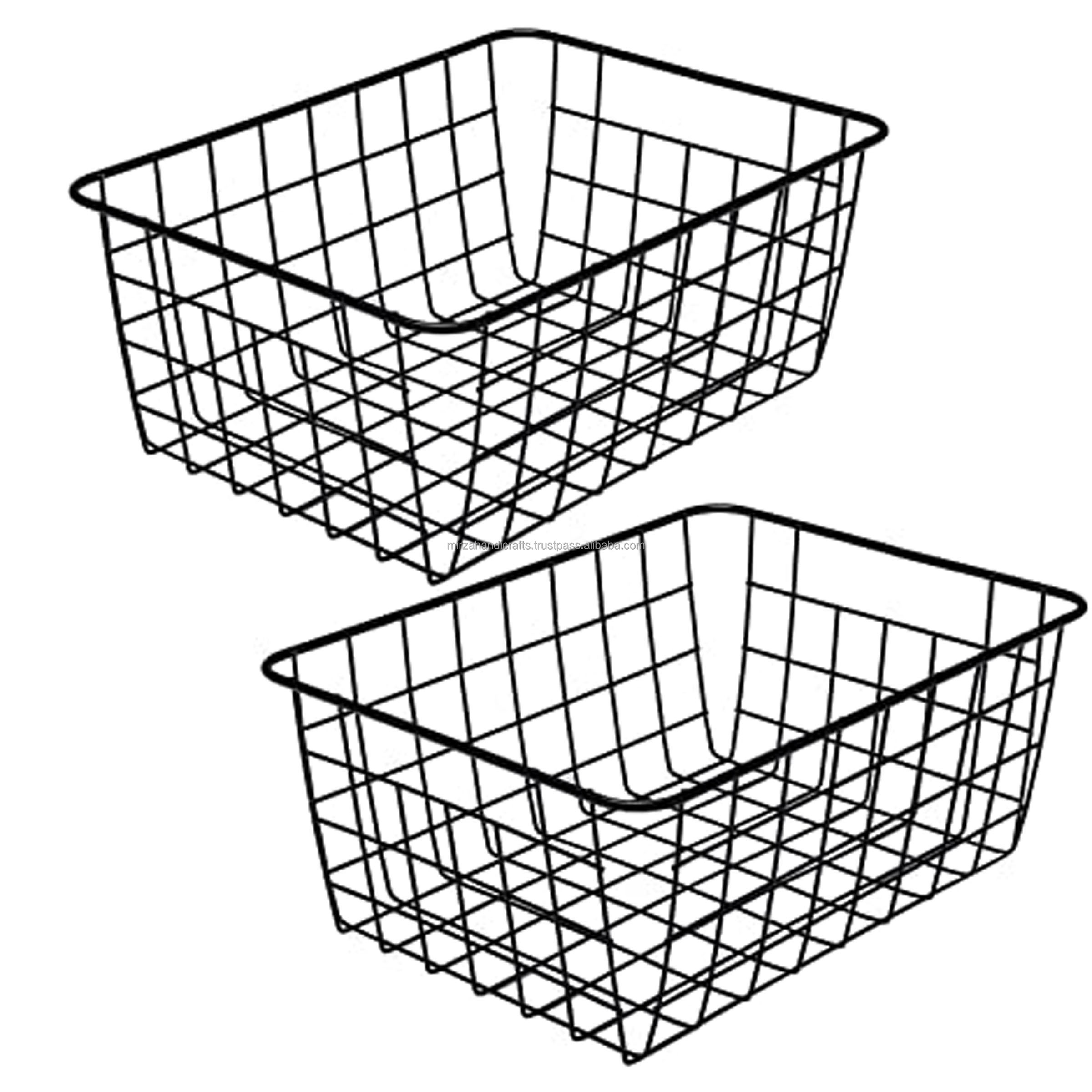 Metal Wire Grid Basket small wire baskets go just as well on a desk as on a chest of drawers or in the bathroom