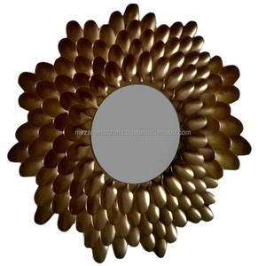 METAL  CHRISTMAS DECOR BRONZE ROUND MAKING SPOON SUNBURST DECORATIVE WALL MIRROR FOR HOME DECORATIVE