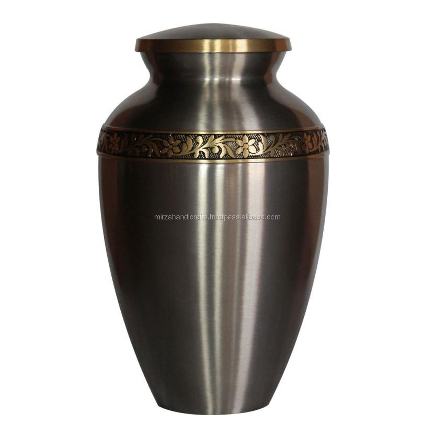 Modern Adult Classic Funeral Memorial Leaves Design Cremation Urns for Human Ashes Handcrafted Aluminum