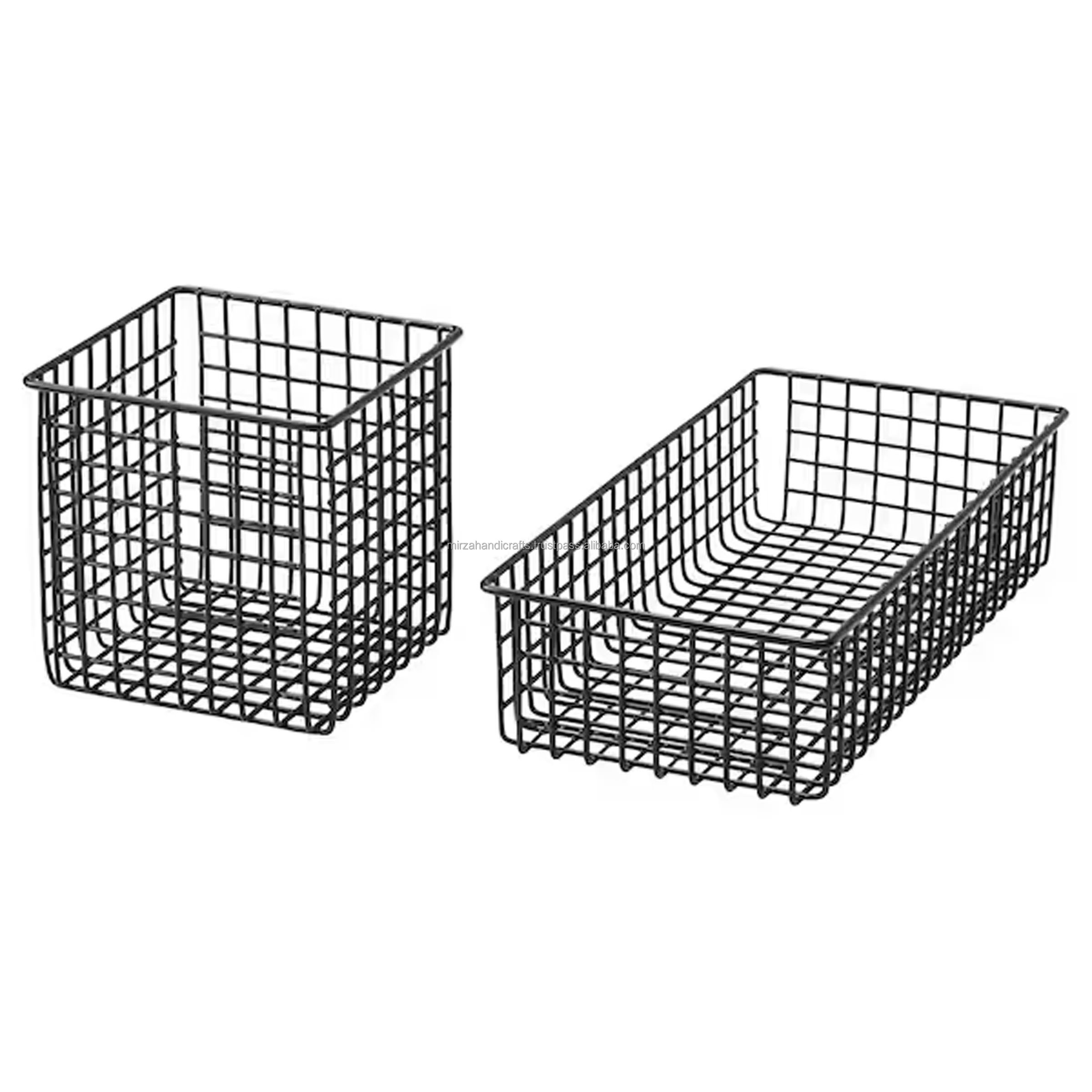 Metal Wire Grid Basket small wire baskets go just as well on a desk as on a chest of drawers or in the bathroom