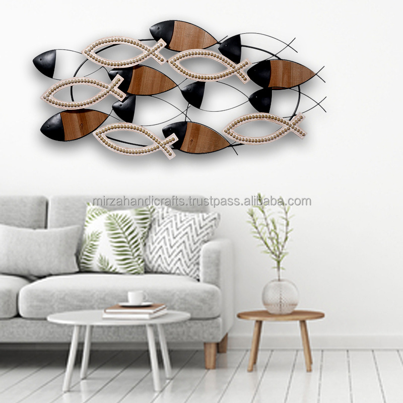 Iron metal decoration living room fish metal wall for home decoration  Hotel club soft living room wall decoration