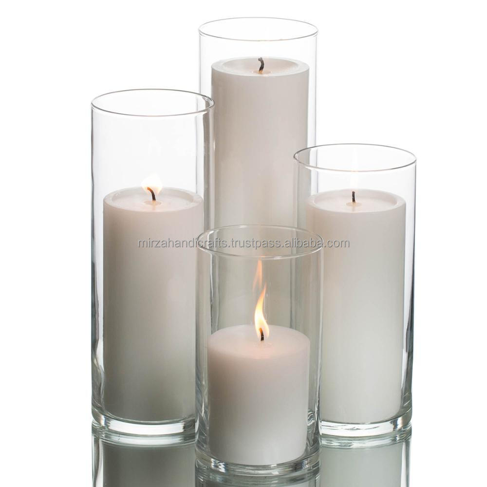 Stylish Richland Pillar Candles & Cylinder Vases Set of 4 Event Decor Great Centerpieces White Floating