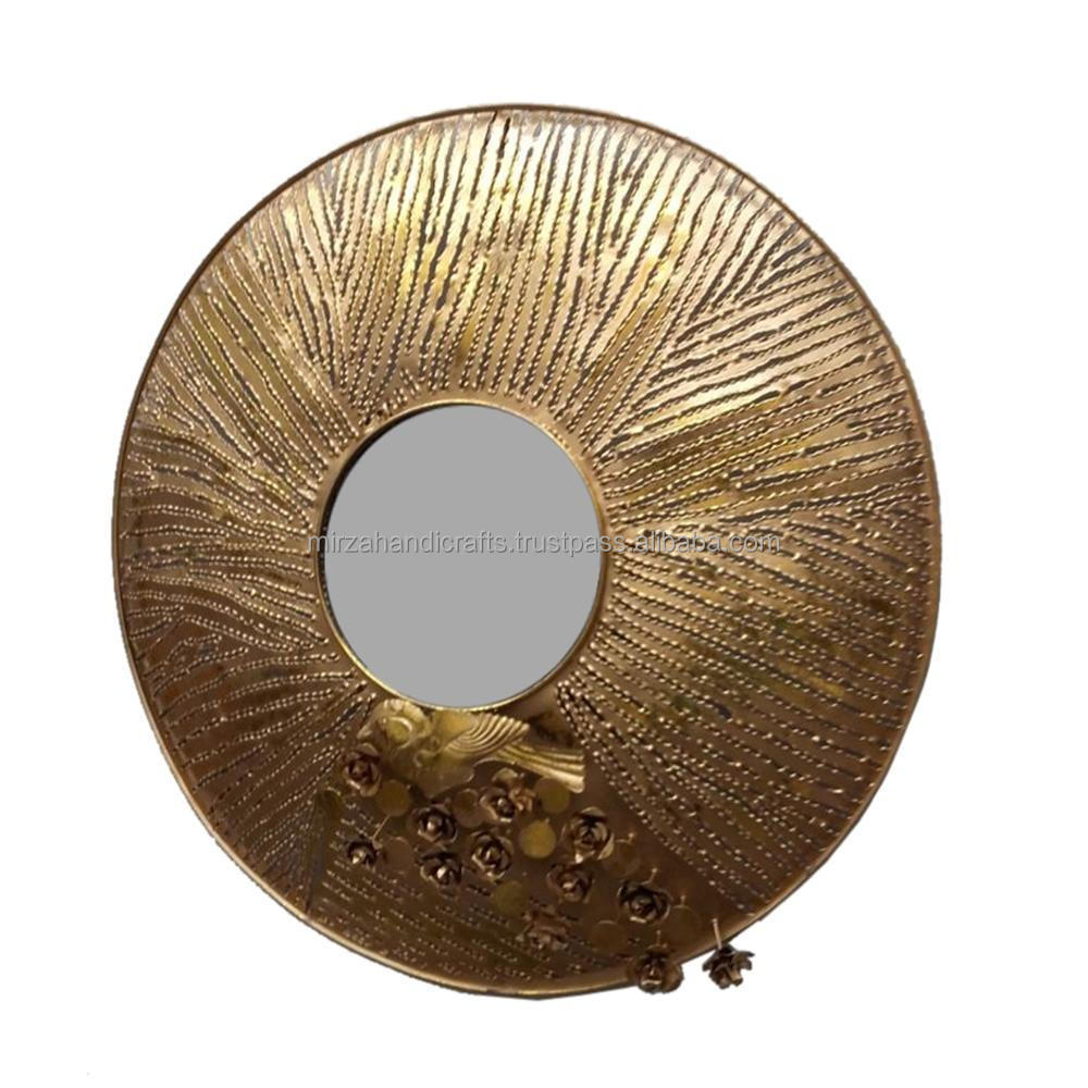 Classic Design Sunburst Shaped Gold Metal Wall Decorative Antique Mirror for Home Living Room Bedroom