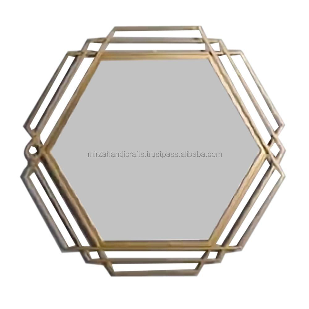 Luxury Medium Hexagonal Gold  Modern Accent Mirror  Modern Wall Mirror For Home Decoration