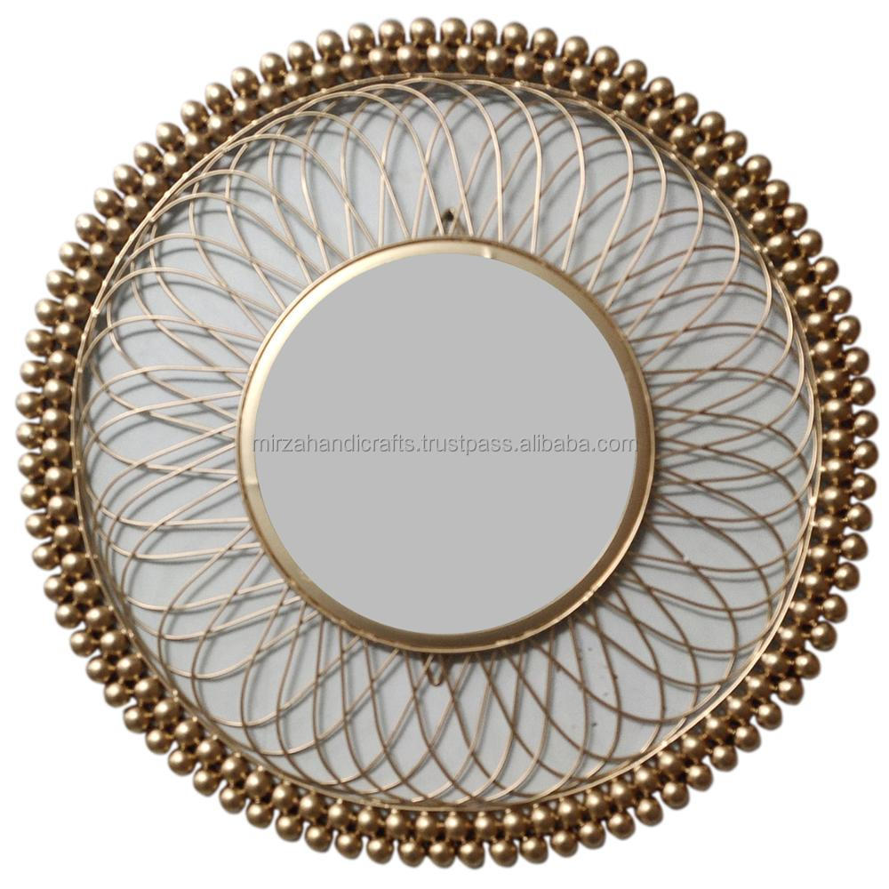 GOLD LEAF GILT IRON FINISHED EYELASH ROUND SUNBURST WALL MIRROR