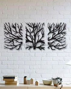 Tree Of Life 2 Pieces Wall Art Home Bedroom Living Room Decor 3D Wall Art 3 Panels Family Tree Metal Wall Decor Modern Dec