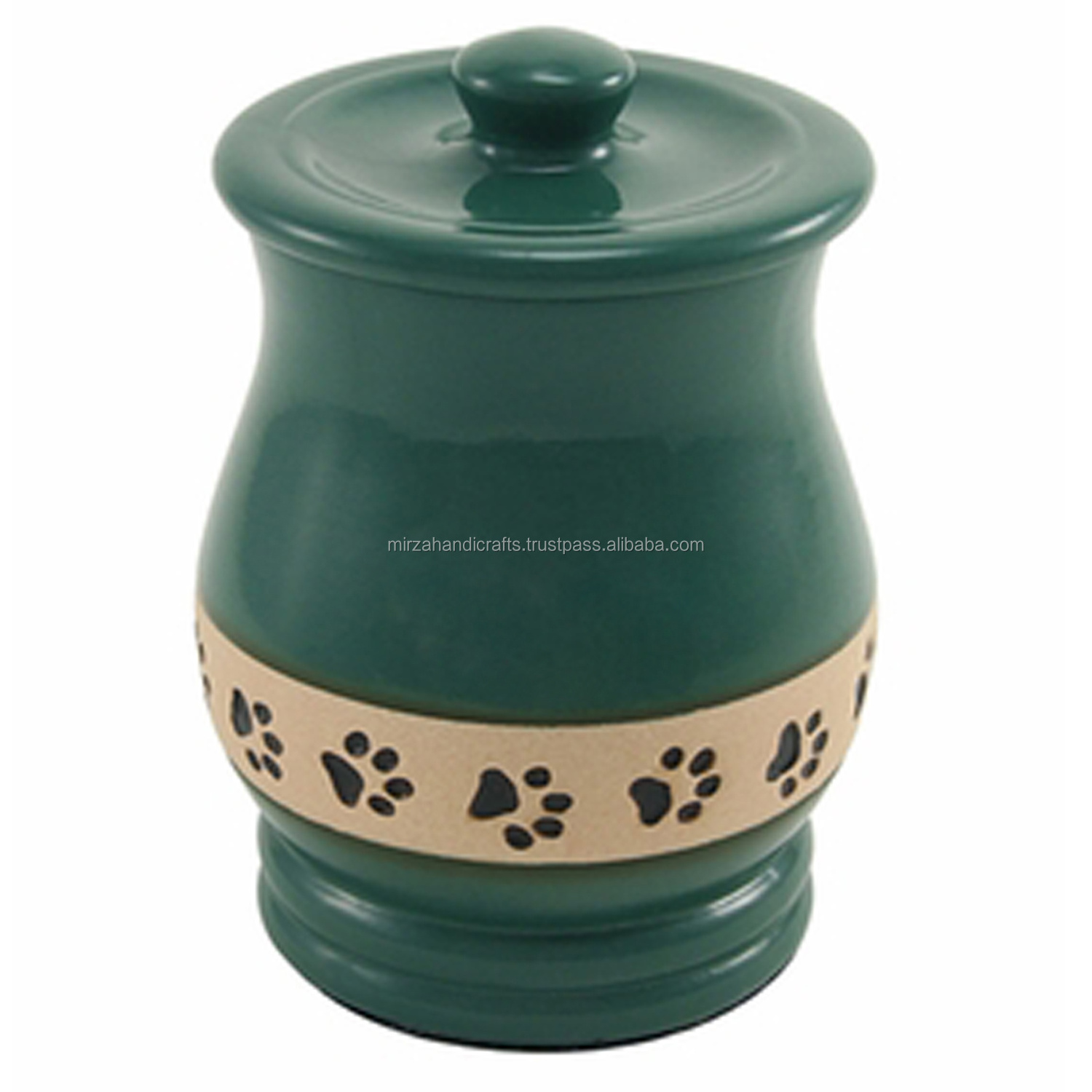 Cat & Dog Green Friendship Paw Print Ceramic Pet Urn 3 Sizes