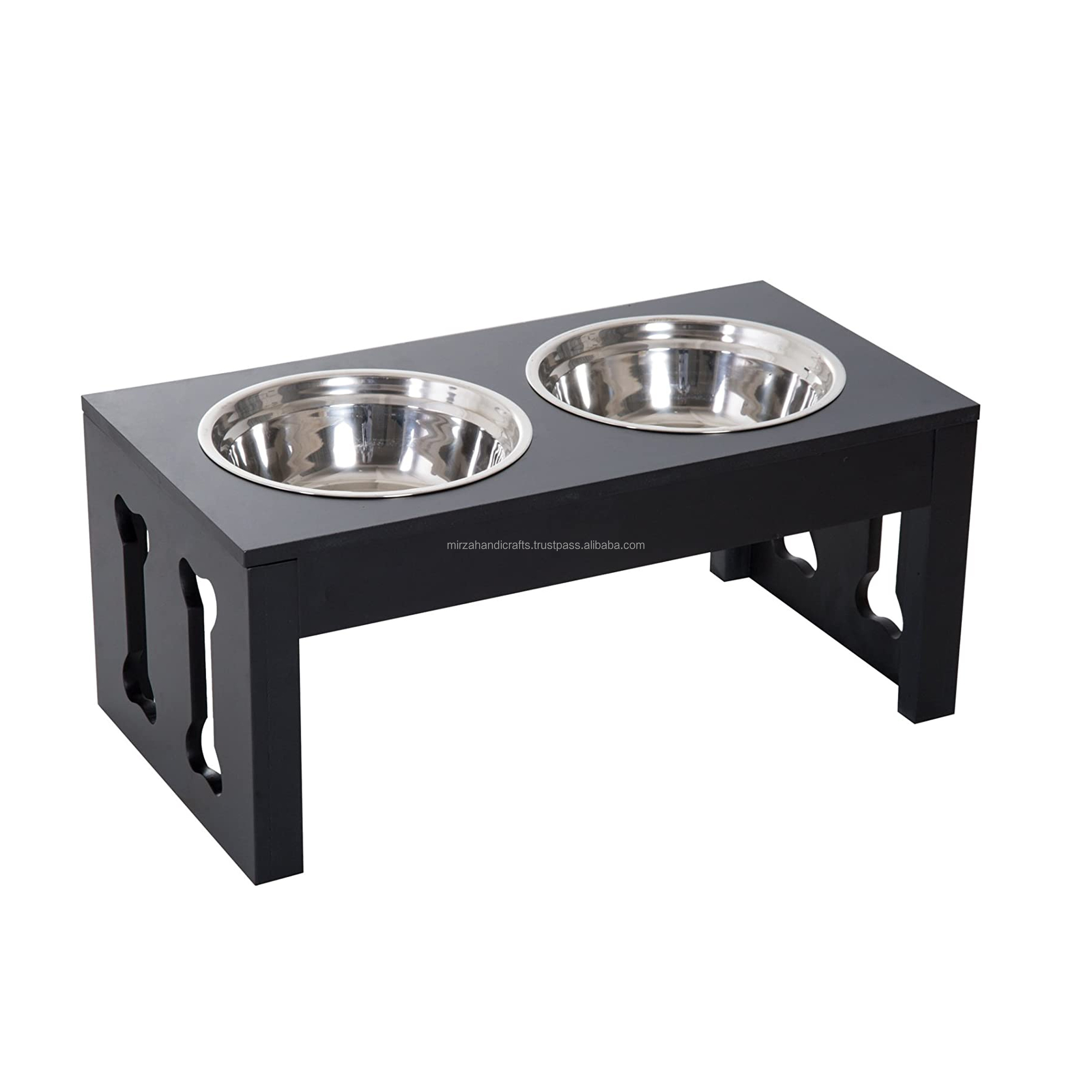 Dog Bowl Stand with 2 Stainless Steel Shape Handmade Metal Bowls Indian Supplier For Direct Factory Rate Metal Dog And Cat Bowls