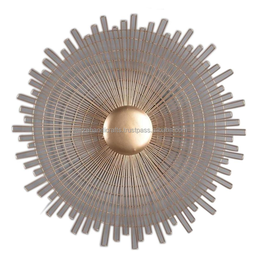 METAL STARBURST GOLDEN FINISHED HOME DECOR ART