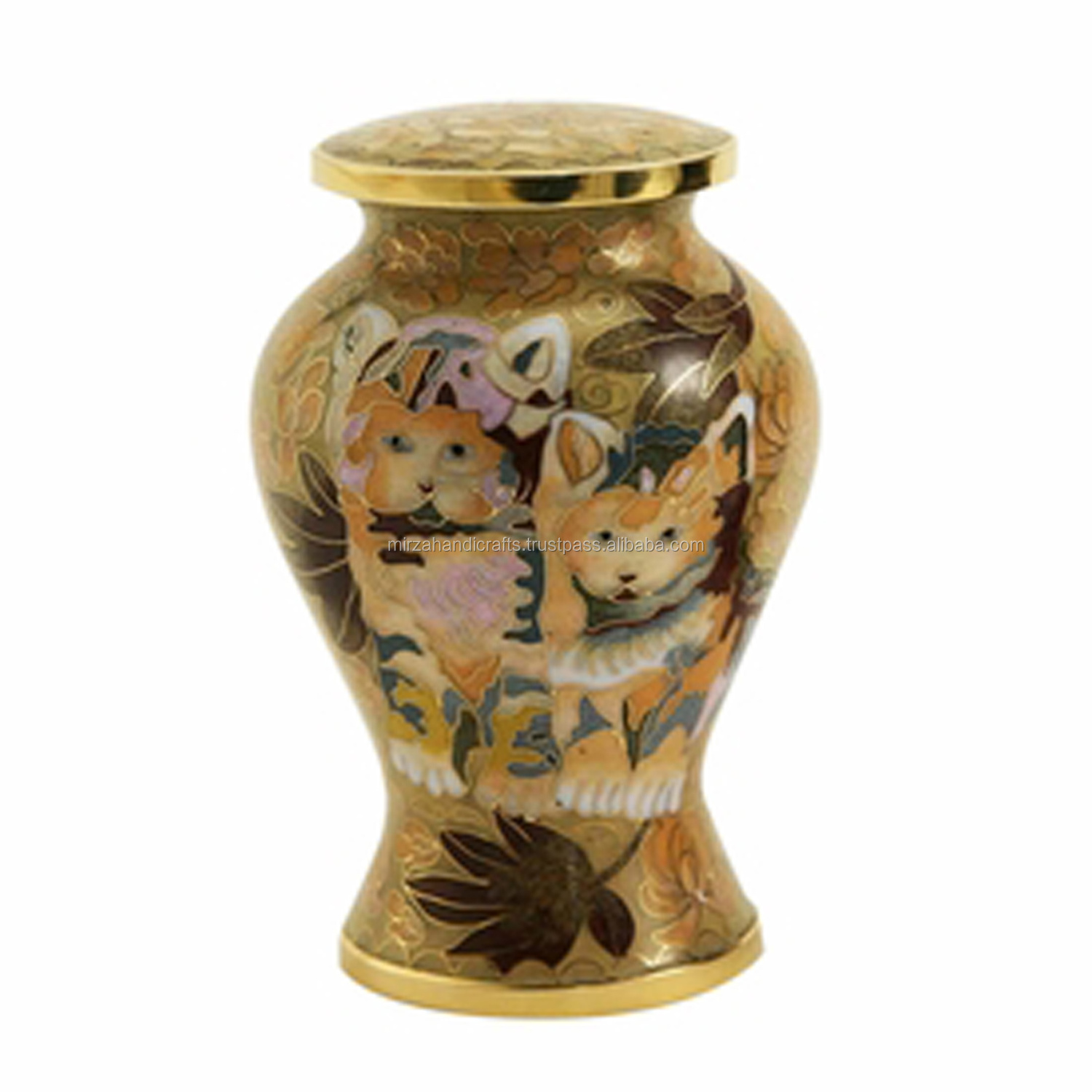 Cat & Dog Green Friendship Paw Print Ceramic Pet Urn 3 Sizes