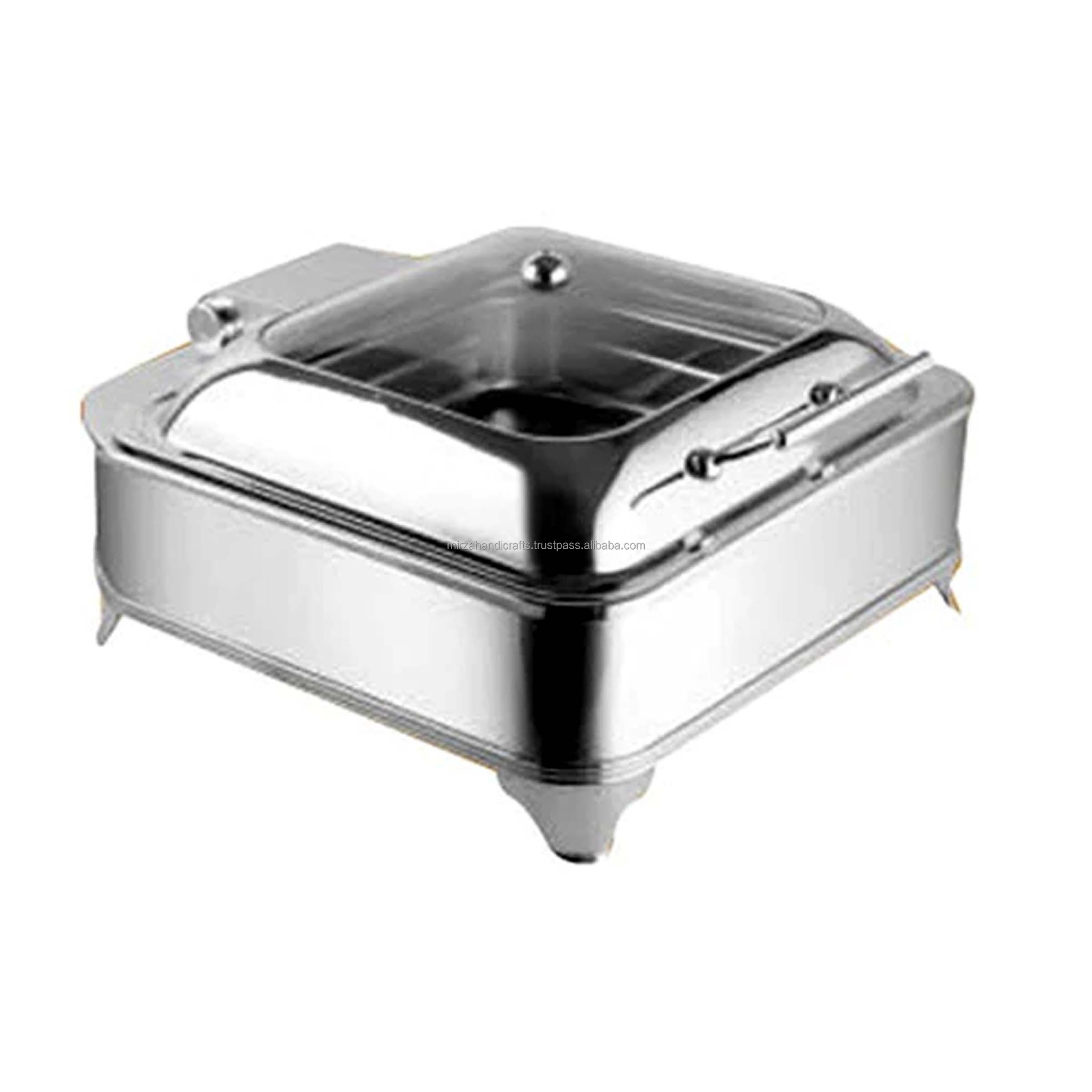 Restaurant Equipment 6L Round Serving Dish Silver Hydraulic Chafers Stainless Steel Chafing Dish Electric Heater Food Warmer