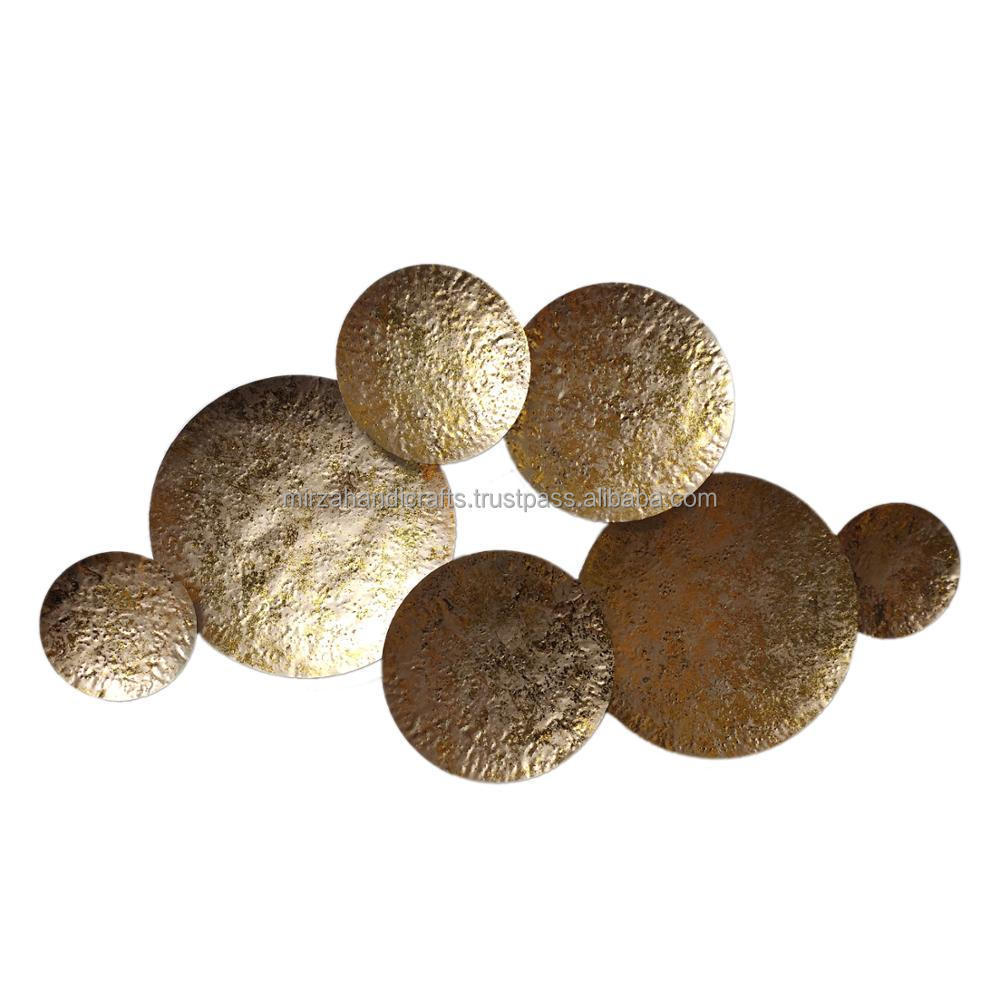 STYLISH GOLDEN ROUND METAL WALL DECOR