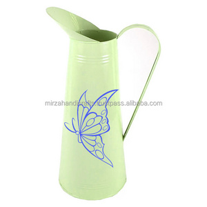 Enamel Jug Watering Can pitcher Handcrafted Kitchen and tabletop Decor Butterfly Design Metal Handle Drinking Pitcher