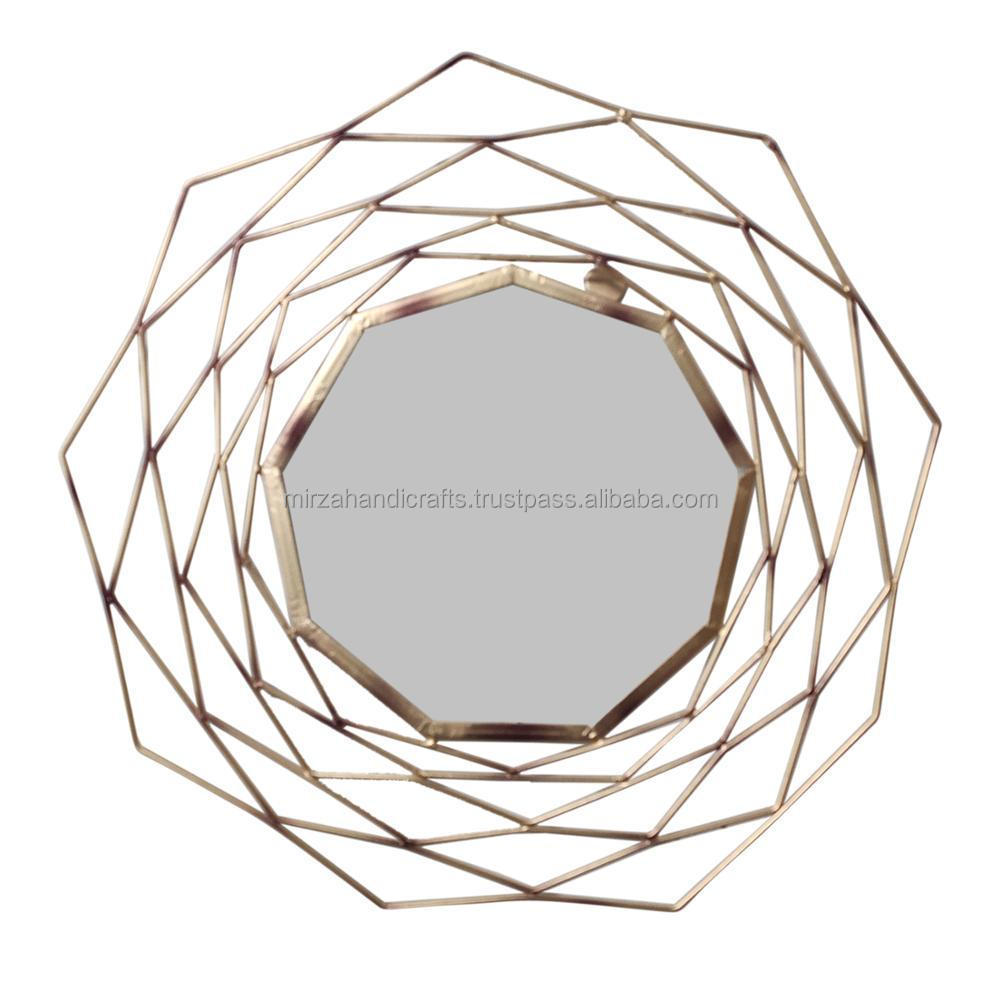 Luxury Medium Hexagonal Gold  Modern Accent Mirror  Modern Wall Mirror For Home Decoration