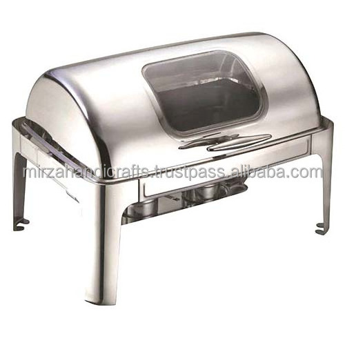 Restaurant Equipment 6L Round Serving Dish Silver Hydraulic Chafers Stainless Steel Chafing Dish Electric Heater Food Warmer